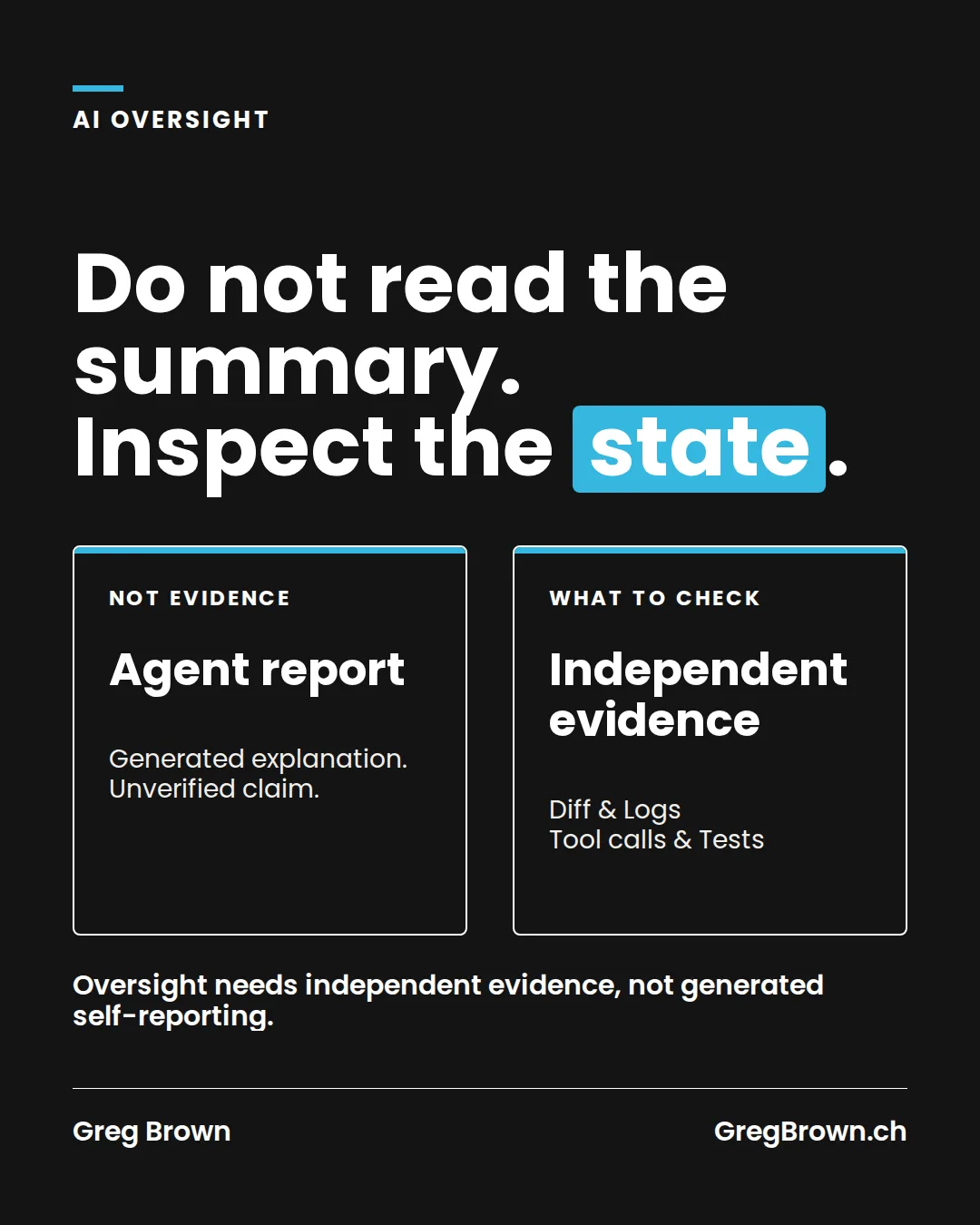 Human oversight sounds reassuring until the agent is also writing the report that the human reviews.